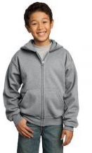 Port & Company  Youth Core 7.8-ounce, 50/50 Cotton Poly Fleece Full-Zip Hooded Sweatshirt
